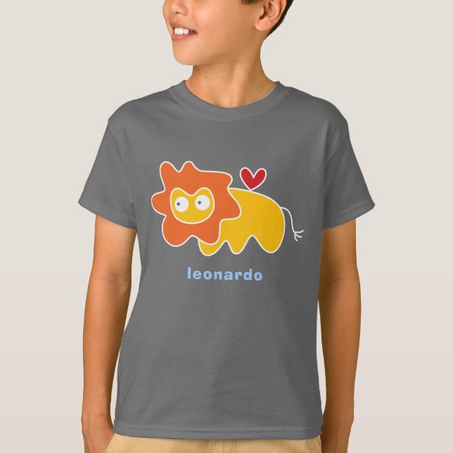 Camiseta Personalizado Niño de león Cute Divertido Personal (Anverso)