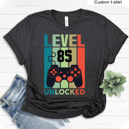Camiseta Personalizado Nivel 85 Video Gamer desbloqueado 85