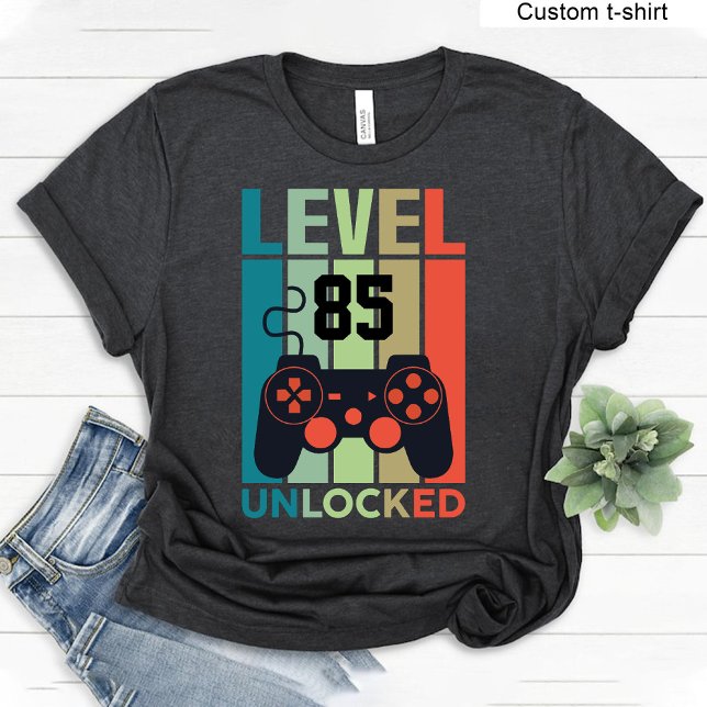 Camiseta Personalizado Nivel 85 Video Gamer desbloqueado 85 (Custom Level 85 Unlocked Video Gamer 85th Birthday T-Shirt)