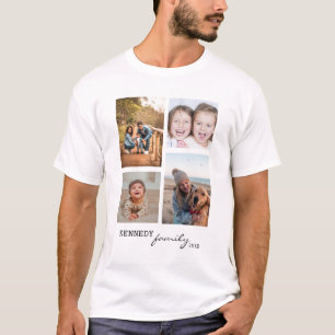 Camiseta Personalizado Nombre de familia 4 Collage de fotos