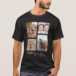 Camiseta Personalizado Nombre de familia 4 Collage de fotos