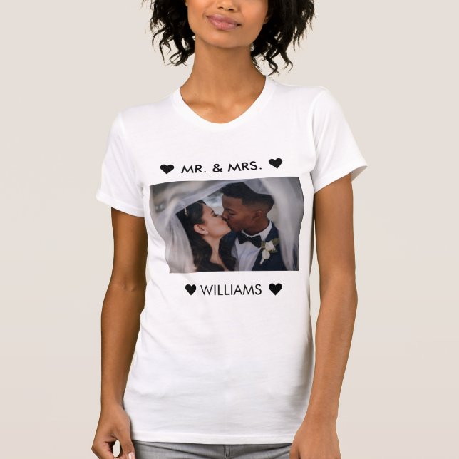 Camiseta Personalizado Nombre de la foto de la pareja Sr. y (Anverso)