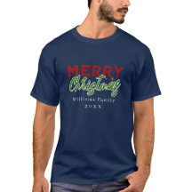 Personalizado nombre familiar Navidades navy tee