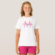 Camiseta Personalizado Nombre Monograma Chicas Blanco Y Ros (Anverso completo)