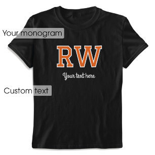 Camiseta Personalizado Nombre Monogramado Naranja de texto