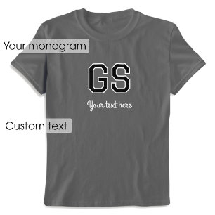 Camiseta Personalizado Nombre Monogramado Texto Gráfico gri