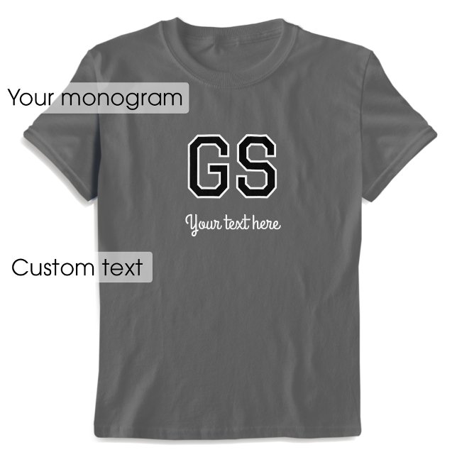 Camiseta Personalizado Nombre Monogramado Texto Gráfico gri (Subido por el creador)