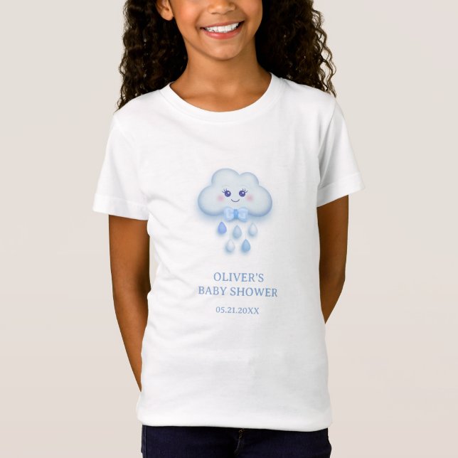 Camiseta Personalizado nublado de nubes blancas nueve bebé  (Anverso)