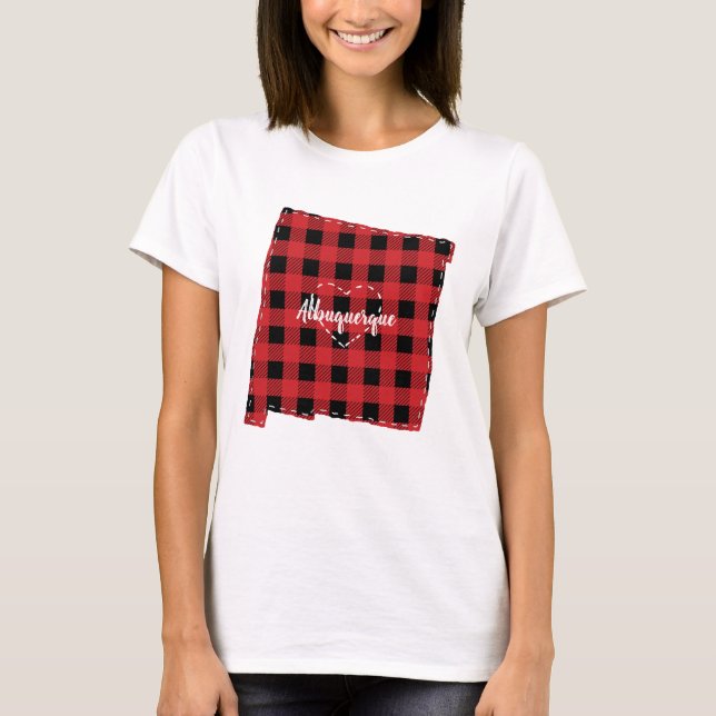 Camiseta Personalizado Nuevo México Hometown State Plaid Na (Anverso)