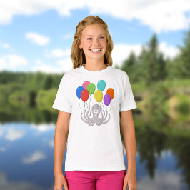 Camiseta Personalizado Octopus Colorful Balloons Chica