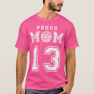 Camiseta Personalizado Orgullosa Básqueta Mamá Número 13 Pe