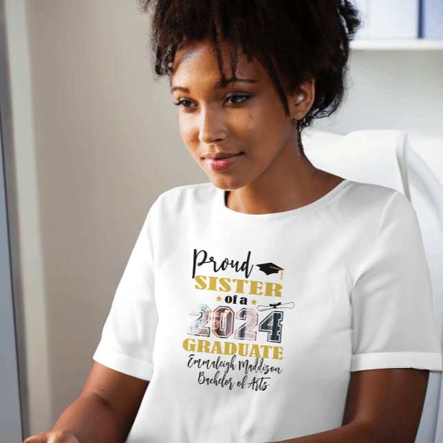 Camiseta Personalizado Orgullosa Foto De Hermana Graduada 2 (Subido por el creador)