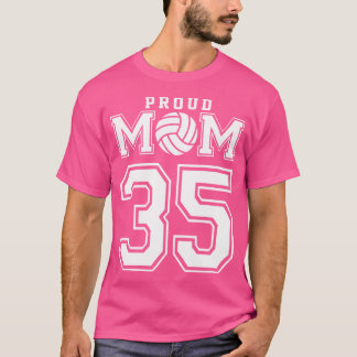 Camiseta Personalizado Orgullosa Voleibol Mamá Número 35 Pe