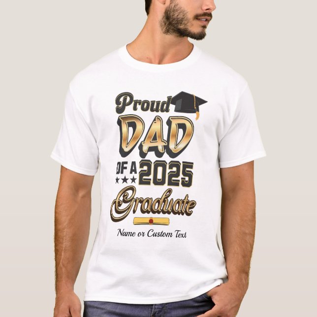 Camiseta Personalizado Orgulloso de papá de oro de graduado (Anverso)