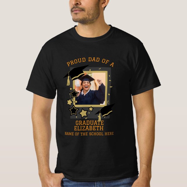 Camiseta Personalizado orgulloso padre de una foto de gradu (Anverso)