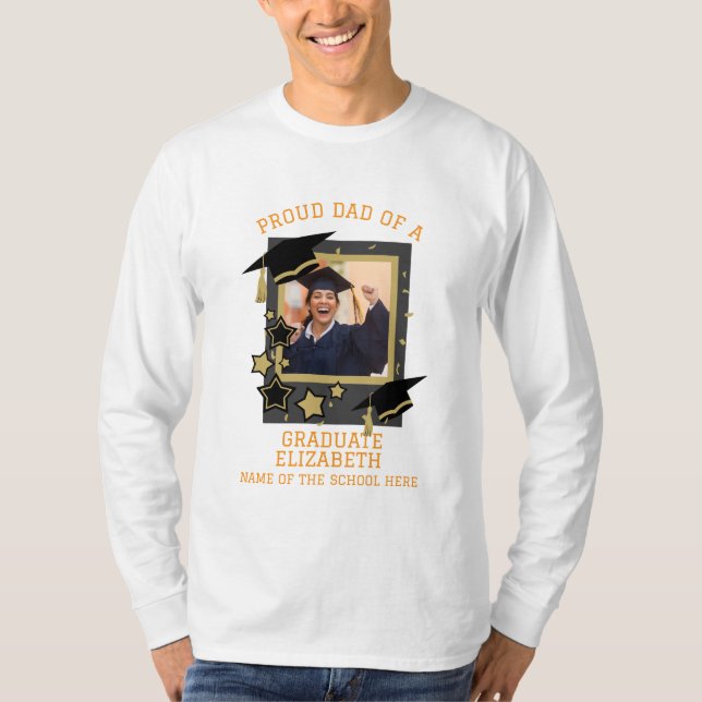 Camiseta Personalizado orgulloso padre de una foto de gradu (Anverso)