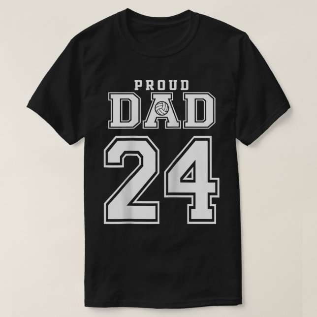 Camiseta Personalizado Orgulloso Voleibol Papá Número 24 Pe (Diseño del anverso)