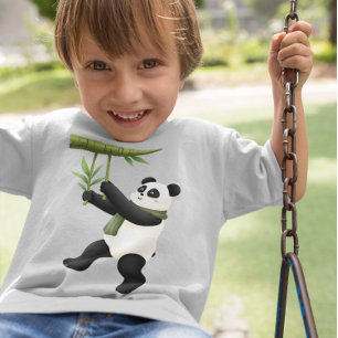 Camiseta Personalizado Panda - Panda lúdico con bambú