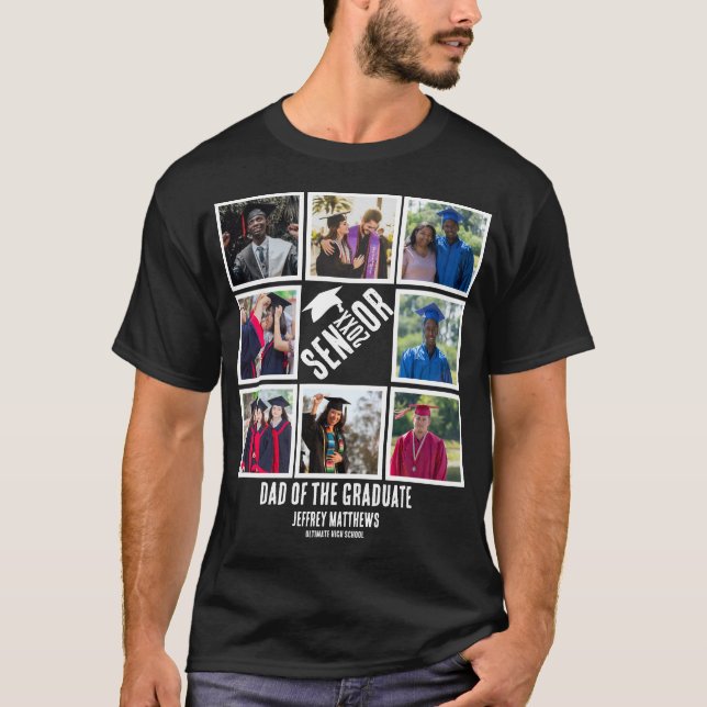 Camiseta Personalizado Papá del Collage de fotos de grado 8 (Anverso)