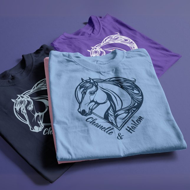 Camiseta personalizado para caballos y ciclistas c (Custom Horse & Rider T-Shirt with Names)