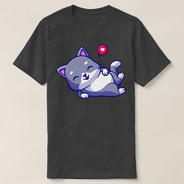 Camiseta Personalizado para el gato lindo feliz (Diseño del anverso)