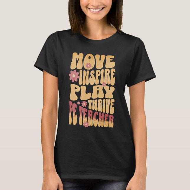 Camiseta Personalizado PE Gym Maestra Retro Mover, Inspirar (Anverso)