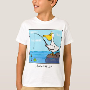 Camiseta Personalizado pelícano de pesca divertida