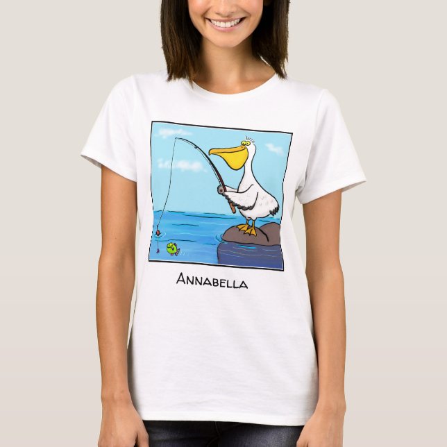 Camiseta Personalizado pelícano de pesca divertida (Anverso)