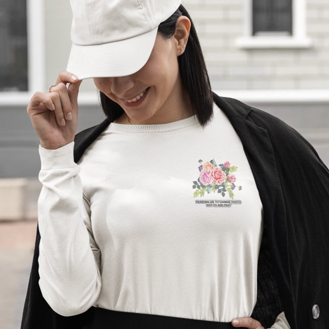 Camiseta Personalizado Personaliza el trabajo de fotografía (Custom Personalize Photo Artwork Women's Lg Sleeve T-Shirt)
