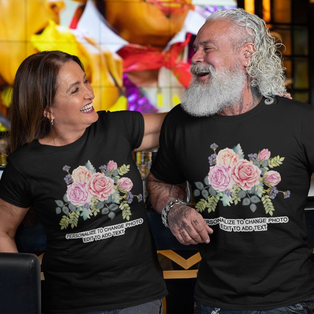 Camiseta Personalizado Personaliza la cita de la fotografía (Custom Personalize Photo Artwork Quote Dark Unisex T-Shirt)
