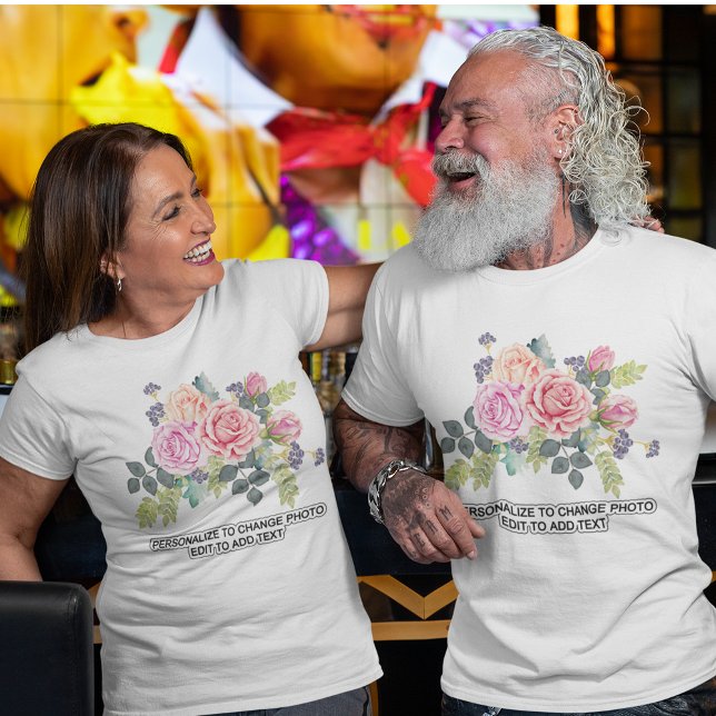 Camiseta Personalizado Personalizar la ilustración fotográf (Custom Personalize Photo Artwork Text Quote Unisex T-Shirt)