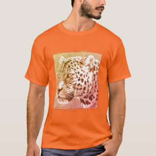 Camiseta Personalizado Plantilla Cabeza Leopardo Mens Naran