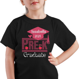 Camiseta Personalizado Pre-K Grad Chekered y Cap para Chica