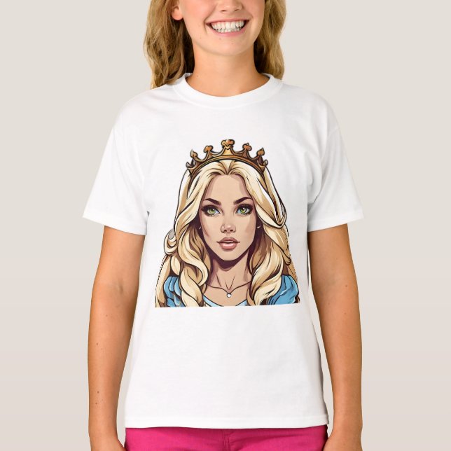 Camiseta Personalizado Princesa Larga Cabello Tiara Hereder (Anverso)
