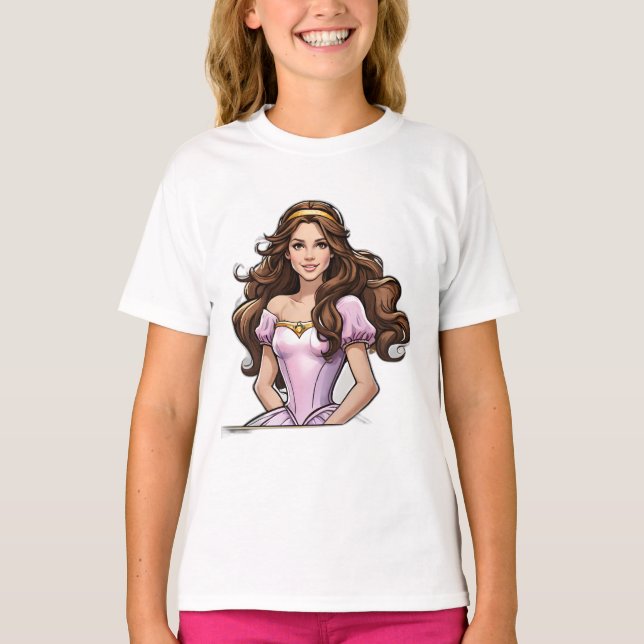 Camiseta Personalizado Princesa Larga Cabello Tiara Hereder (Anverso)