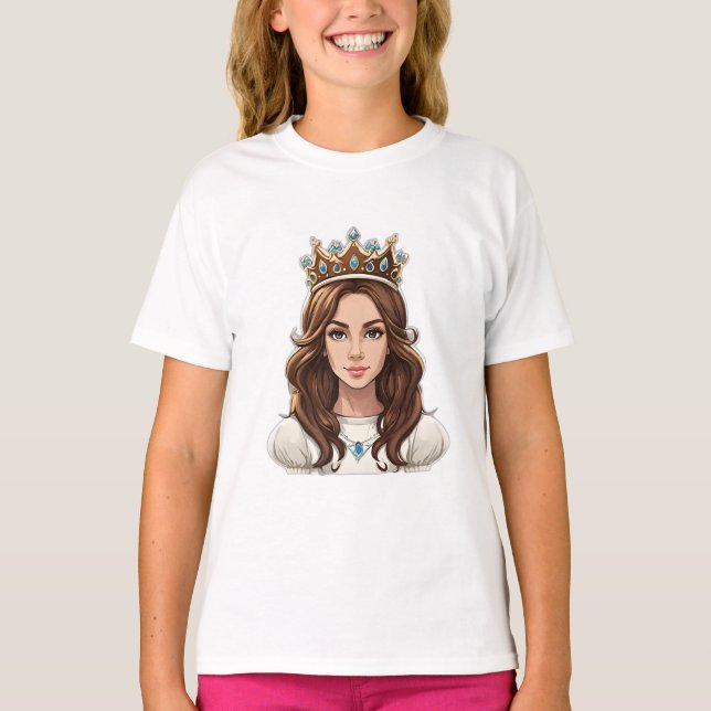 Camiseta Personalizado Princesa Larga Cabello Tiara Hereder (Anverso)