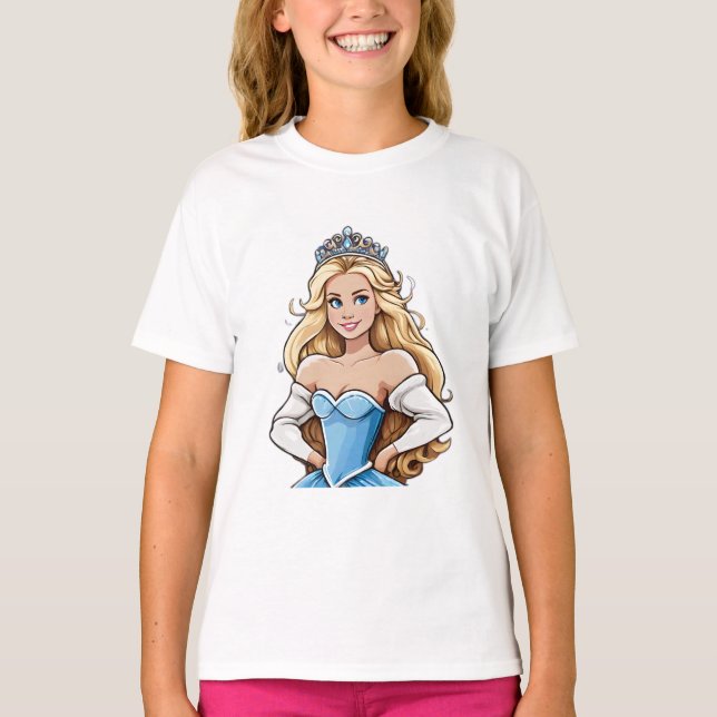 Camiseta Personalizado Princesa Larga Cabello Tiara Hereder (Anverso)