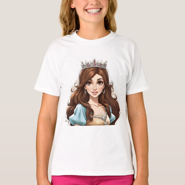 Camiseta Personalizado Princesa Larga Cabello Tiara Hereder (Anverso)