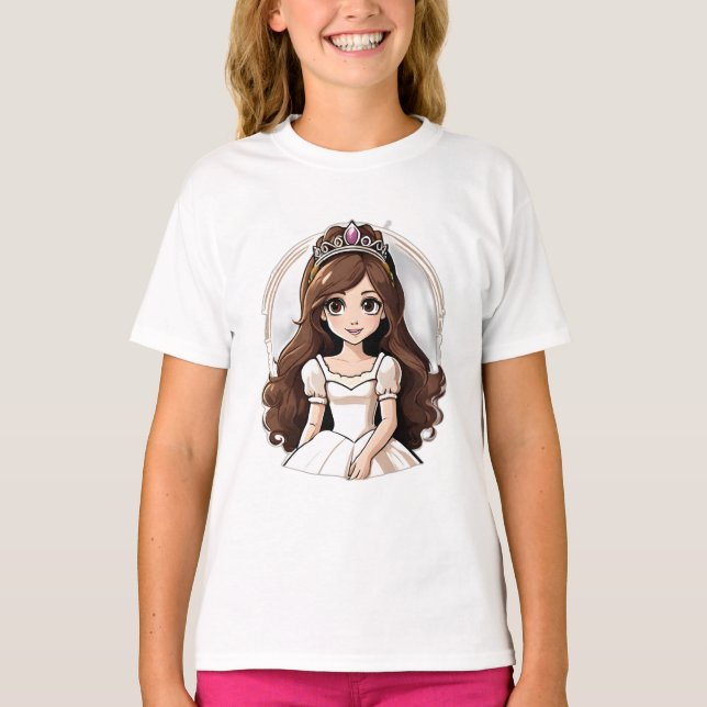 Camiseta Personalizado Princesa Larga Cabello Tiara Hereder (Anverso)