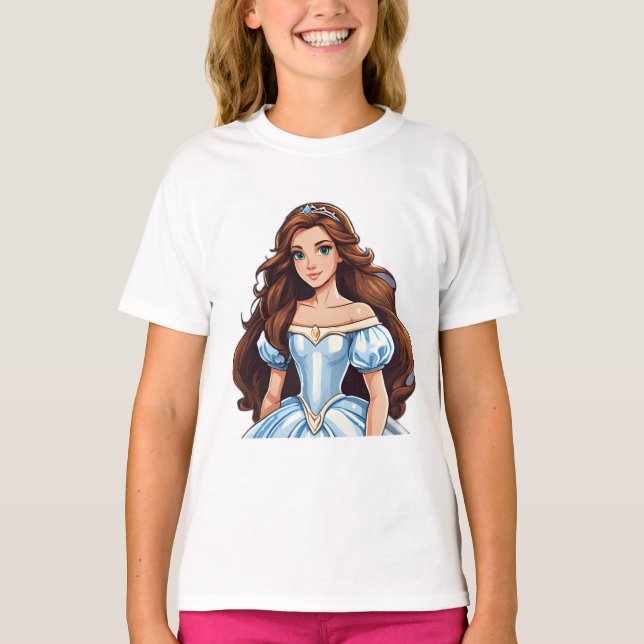 Camiseta Personalizado Princesa Larga Cabello Tiara Hereder (Anverso)