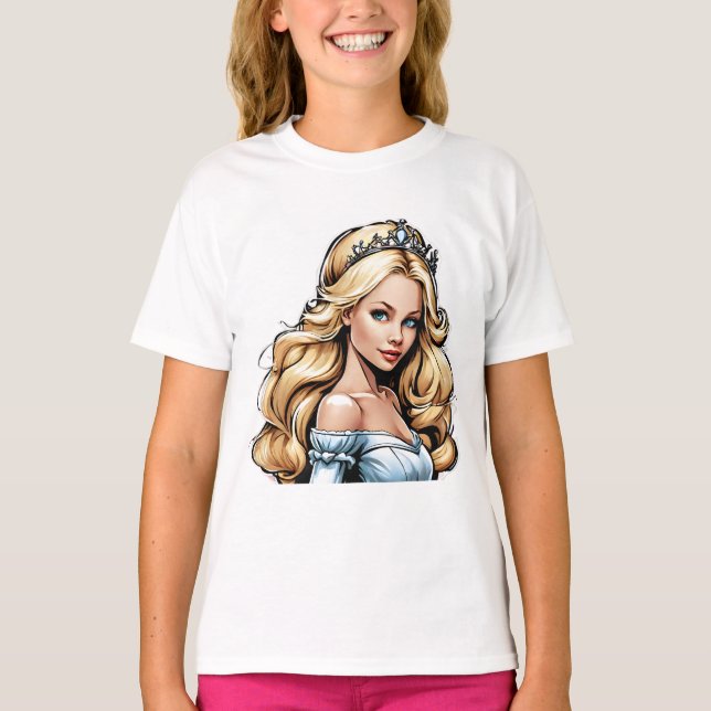 Camiseta Personalizado Princesa Larga Cabello Tiara Hereder (Anverso)