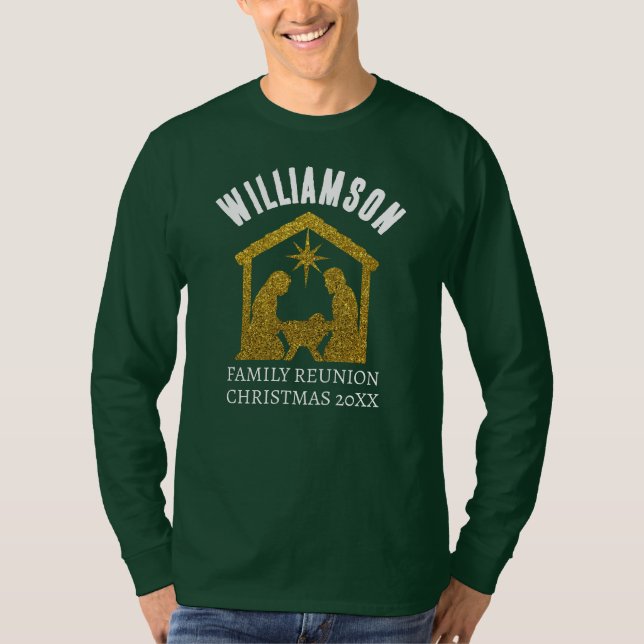 Camiseta Personalizado Purpurina cristiano Natividad Navida (Anverso)