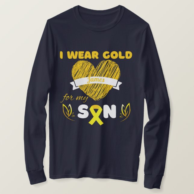 Camiseta personalizado que llevo oro para el cáncer infanti (Anverso del diseño)