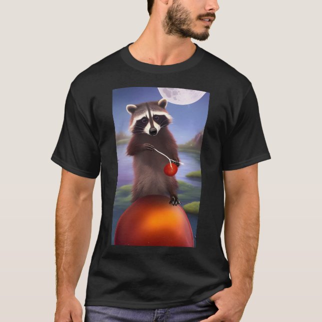 Camiseta Personalizado Raccoon con un globo de marrón en un (Anverso)