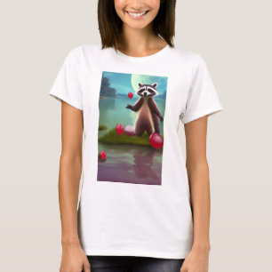 Camiseta Personalizado Raccoon con un globo de marrón en un