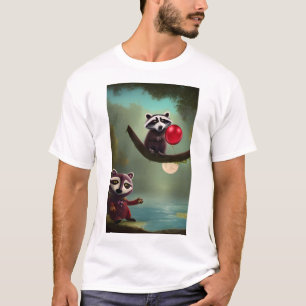 Camiseta Personalizado Raccoon con un globo de marrón en un