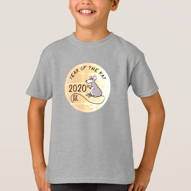 Camiseta Personalizado Rat Chino Año Nuevo 2020 Kids Tee (Anverso)