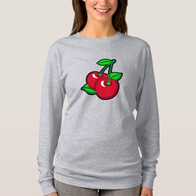 Camiseta Personalizado Red Green Black Cherries Fruto Vecto (Anverso)