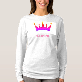 Camiseta Personalizado Reina Texto Corona Imagen Ash Larga 
