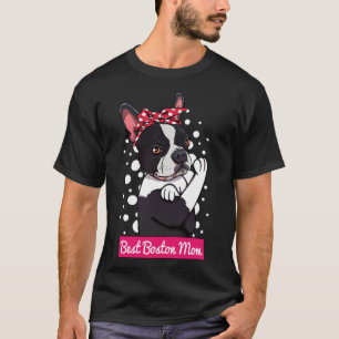 Camiseta Personalizado Retro Boston Terrier Dog Mom